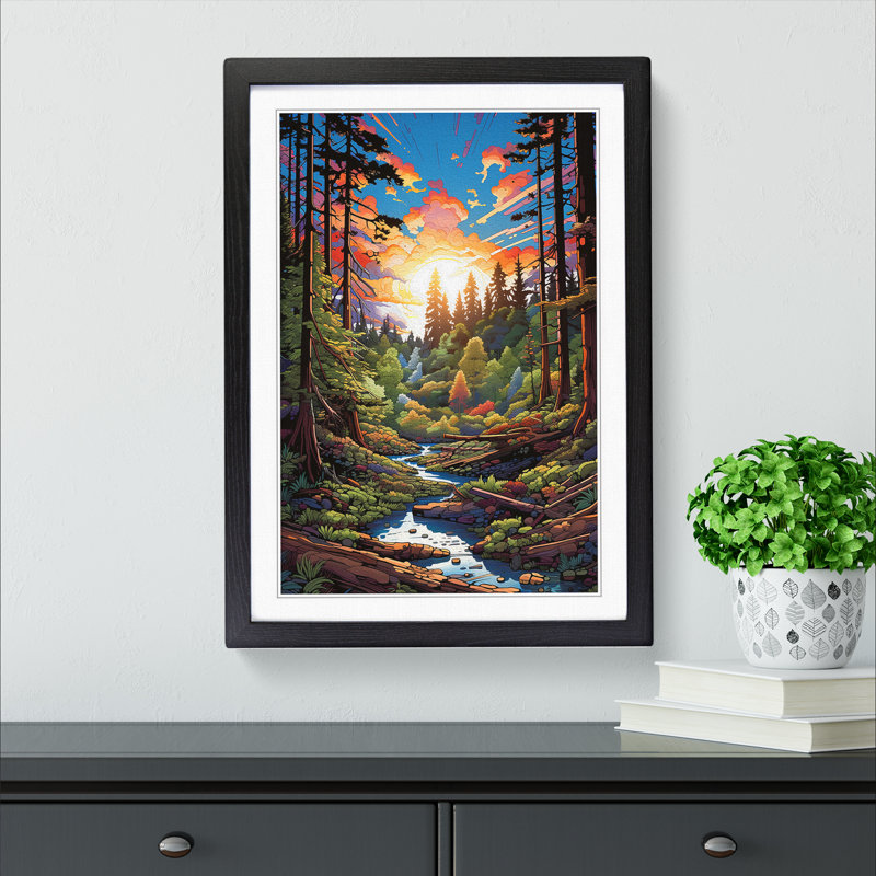 Single Picture Frame Print on Wood, 34cm H x 25cm W, Black Framed