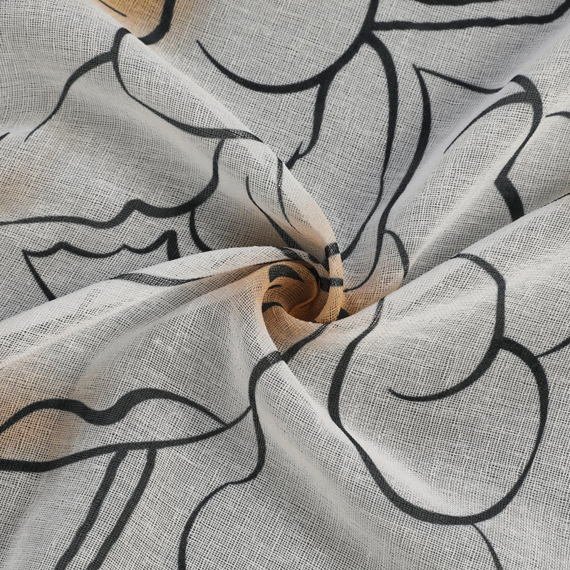 Panneau de rideau simple semi-diaphane avec œillets Yoshiko, Blanc et jaune