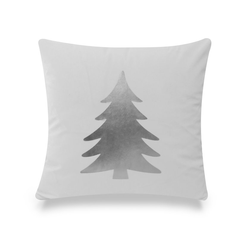  Housse de coussin Xmas Tree, Blanc / argent, Plumes