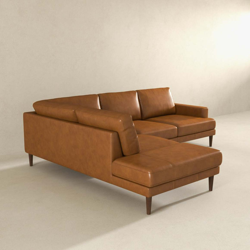 Canapé modulaire en cuir brun clair Corbin, Orienté à gauche (vu de face)