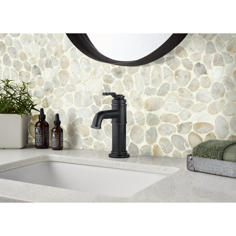 Carreau de mosaïque de plancher et de mur en pierre naturelle 12 po x 12 po Pebble, Bronzado