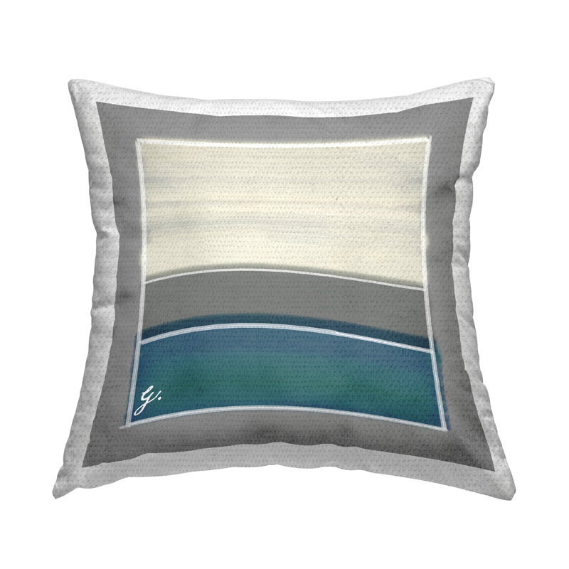 Coussin d'extérieur à imprimé de rayures bleues par Geoff Tygert