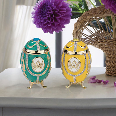 Sculpture Œuf émaillé impérial russe, style Fabergé