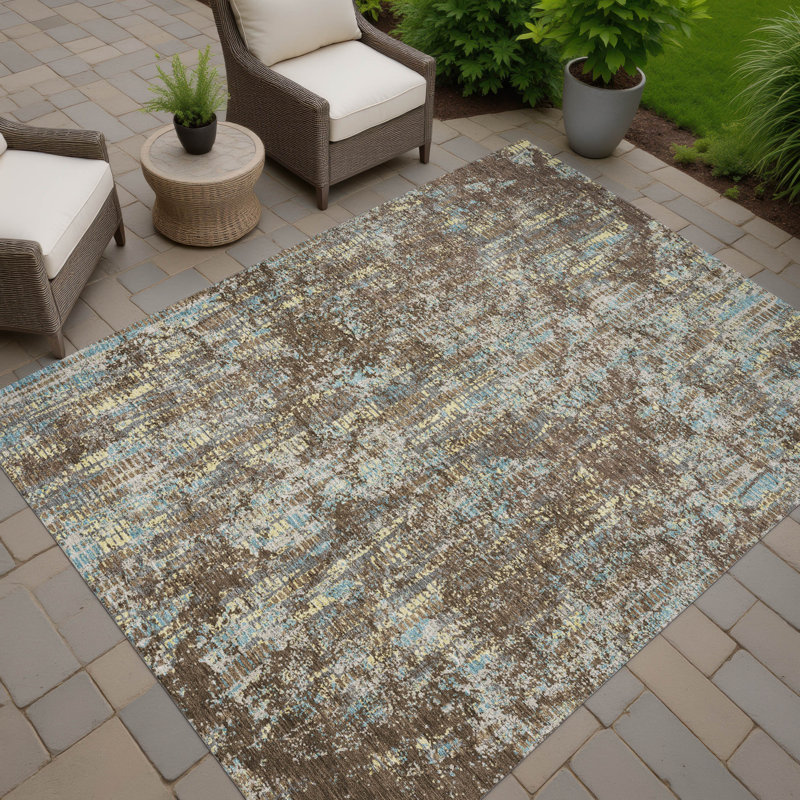 Machine Washable Indoor/Outdoor Chantille ACN2710 Casual Rug, 9' x 12', Brown