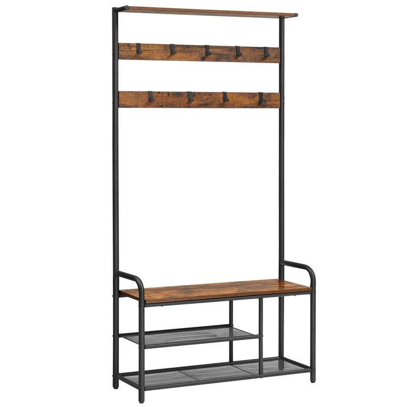 Amista 85 cm W Hallway Set with Shoe Storage, Brown/Black
