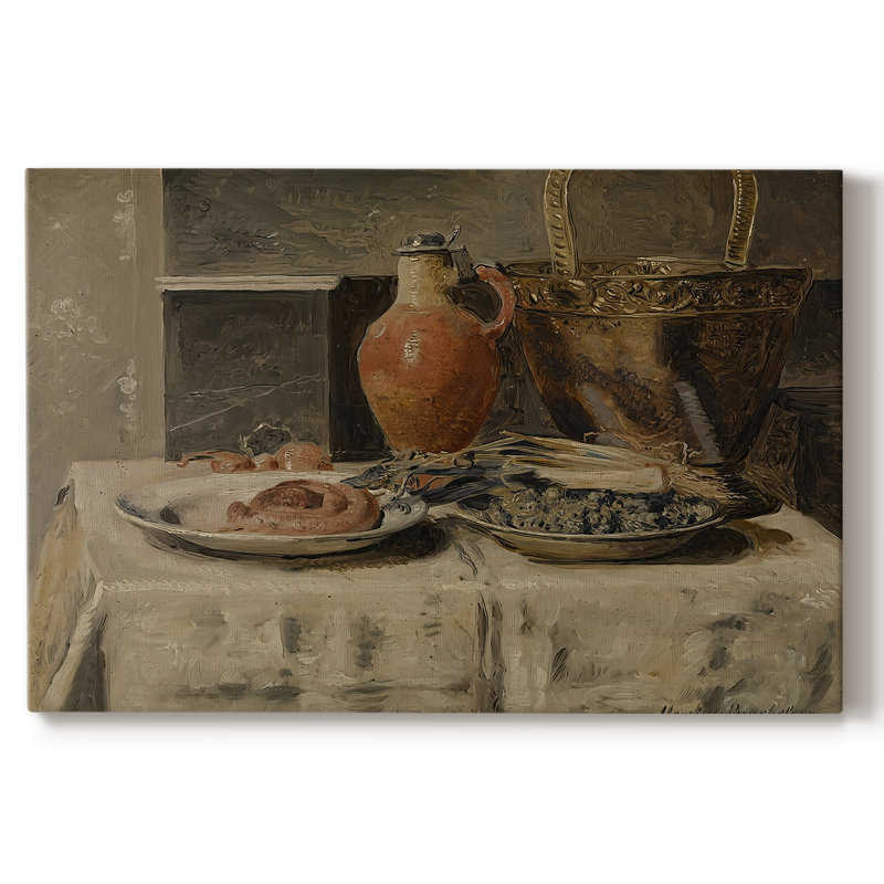 Nature morte avec un pot en cuivre - Henri de Braekeleer - Toile tendue avec châssis-c. Fin du 19e siècle, 18 x 27