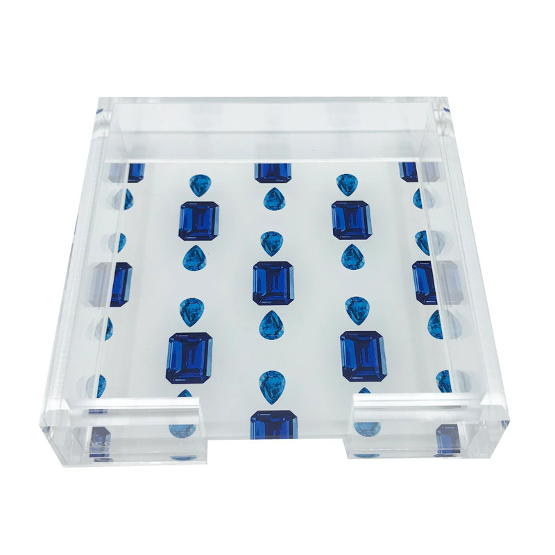 Gem Sapphires Acrylic Square Cocktail Tray