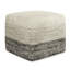 Macie 18 inch Wide Square Pouf in Grey and White PET Polyester