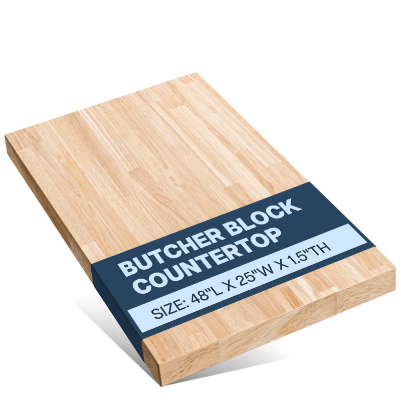 Comptoir en hévéa massif Bartlum, H 48 po x l 25 po x P 1,5 po