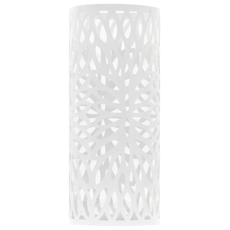 Porte-parapluies feuilles acier blanc