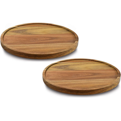2-Pack 10 Inch Acacia Wood Lazy Susan Turntable for Kitchen Cabinet, Pantry, and Table Organization, Smooth 360 Degree Rotation, Natural Solid Wood