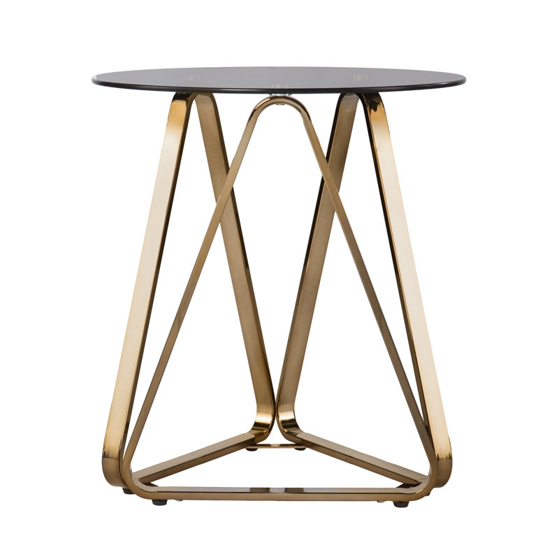 Round End Table With Glass Tabletop