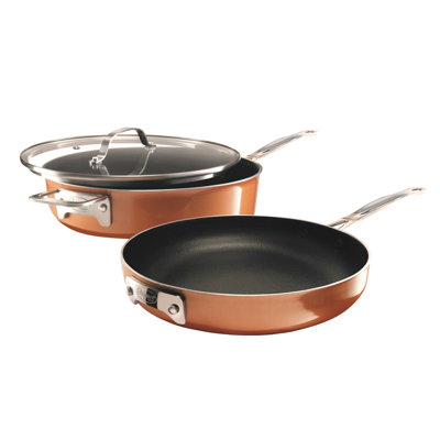 Gotham Steel Stackable Space Saving 3 Piece 10'' Copper Nonstick Cookware Set