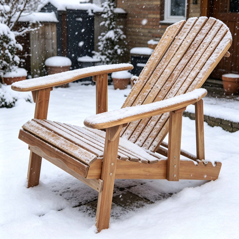 Natural Stained Malibu Folding Acacia Wood Adirondack Chair With Ottoman, Weather-Resistant Outdoor Patio Chair, For Backyard, Garden, Deck, Poolside