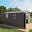 Grande remise de jardin en métal 10 x 12 pi avec porte double et fenêtres translucides, imperméable pour les outils extérieurs, porte verrouillable avec rangement gris