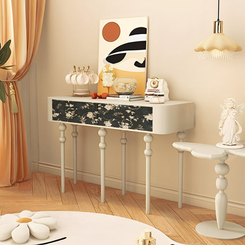 Retro Minimalist Console Table, White
