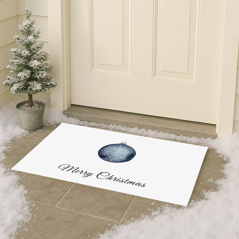 Paillasson Merry Christmas, L 21 po x L 34 po, Blanc d'hiver