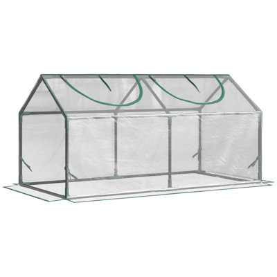 Outsunny 47" X 24" X 24" Portable Mini Tunnel Greenhouse Garden Planting Outdoor Flower Warm House Box W/ 2 Windows Steel Frame PE Cover, Green