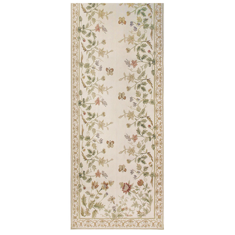 Wool Floral Area Rug, Runner 2'6" x 6'