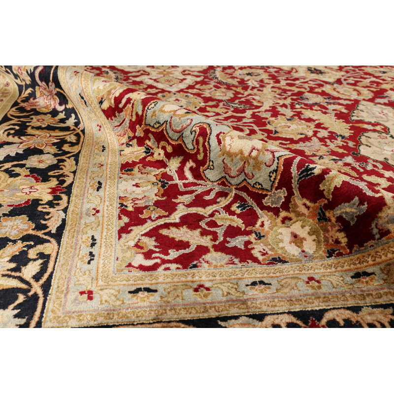 Polonaise Wool Oriental Area Rug in Burgundy/Black/Brown, Rectangle 9' x 12'
