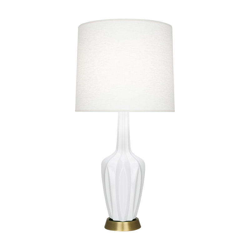 Petite lampe d'appoint Emma, H 30 po x l 6,25 po x P 15 po, Marguerite émaillée, Céramique / métal