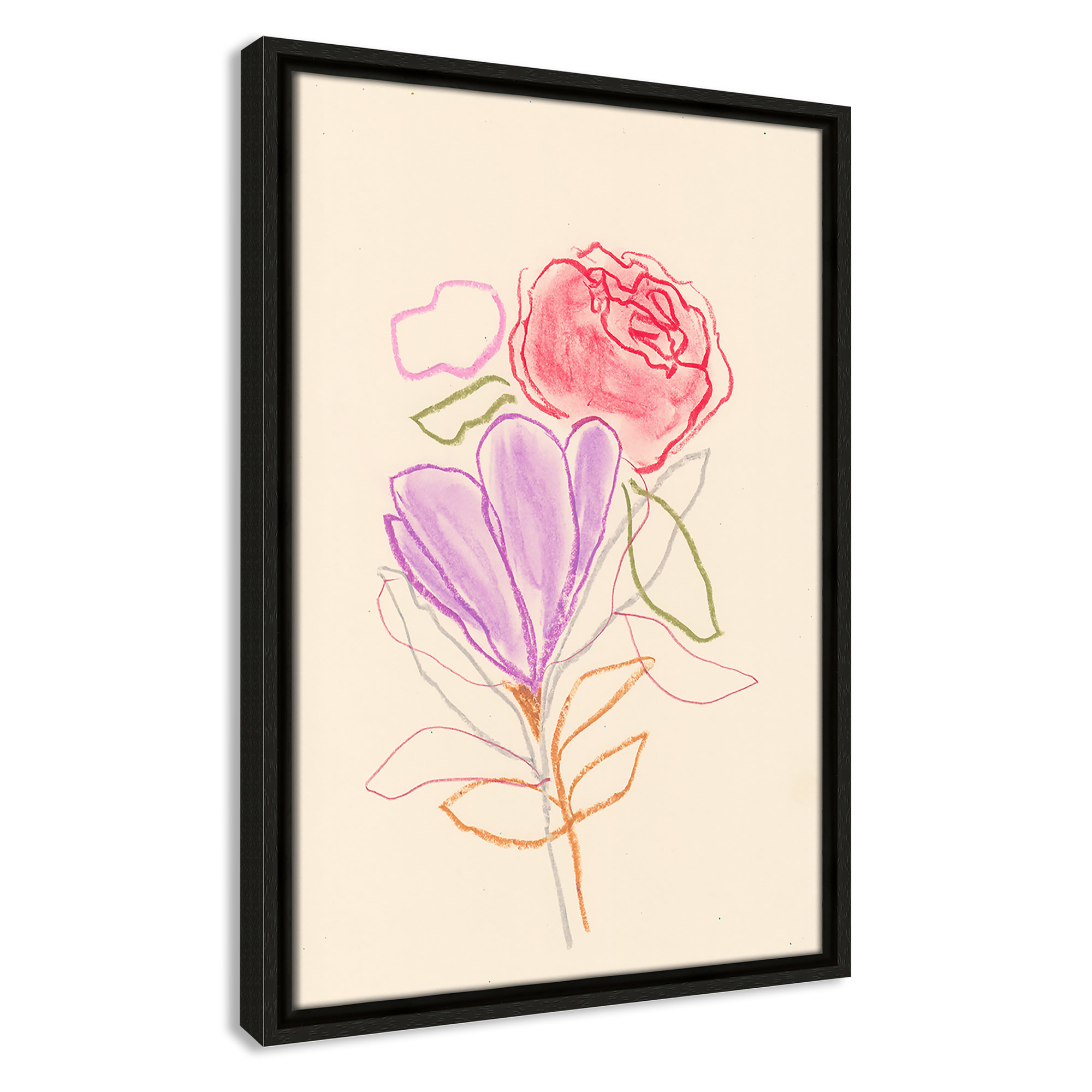 Simple Floral III Print by Bea Dina, Espresso Floater Framed Canvas, No Mat, 19.5" H x 13.5" W x 2" D