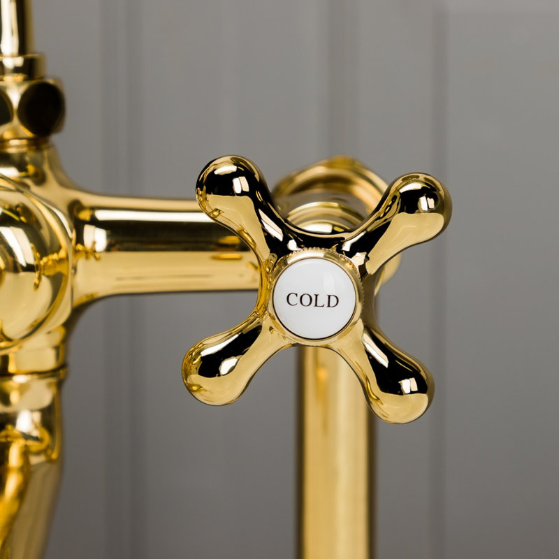 Deck Tub Spout with Diverter, Polished Brass