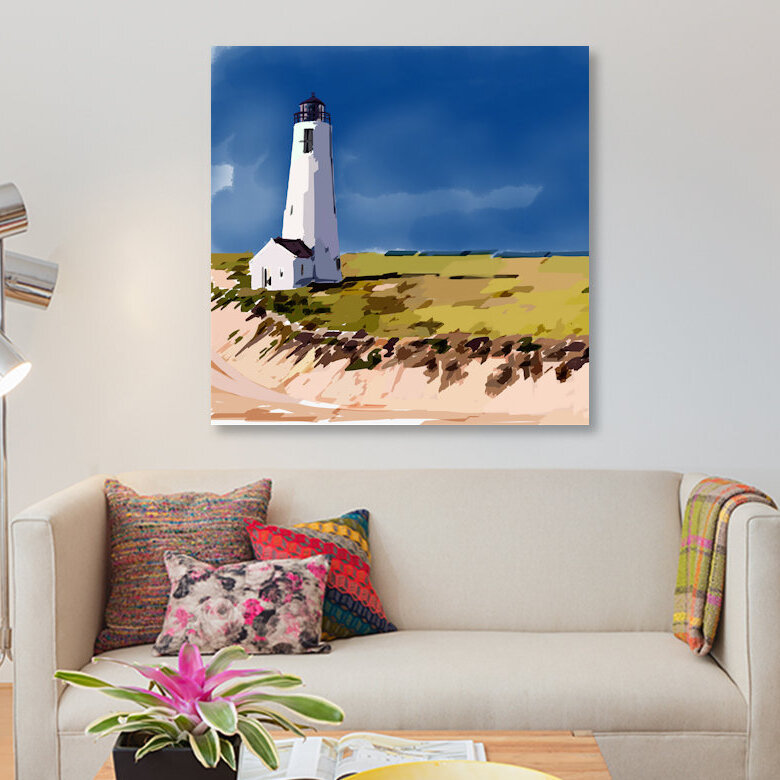 « phare scène v », reproduction sur toile, H 12 po x l 12 po x P 0,75 po, Toile tendue, Pas de tapis