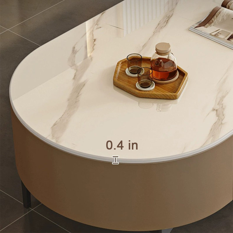Modern simple elliptical rock table, Dark Gray, 13.8" H x 39.4" L x 19.7" W