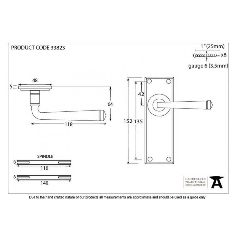 Avon Latch Door Handle Kit, Black