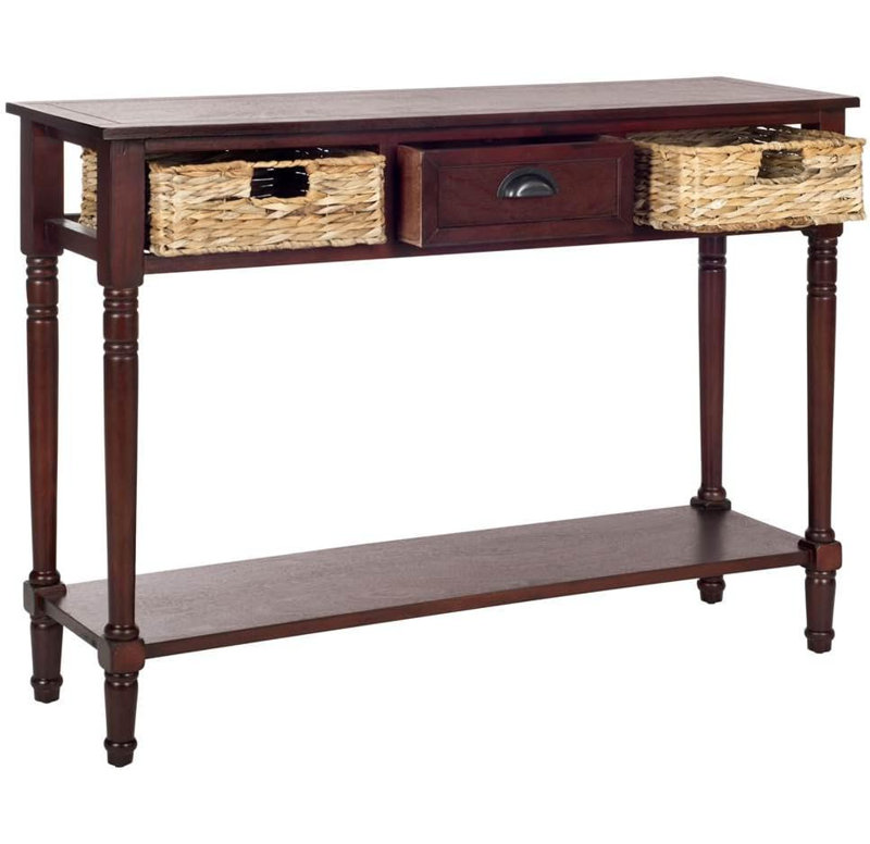 Home Collection Christa Cherry 3-Drawer Storage Console Table