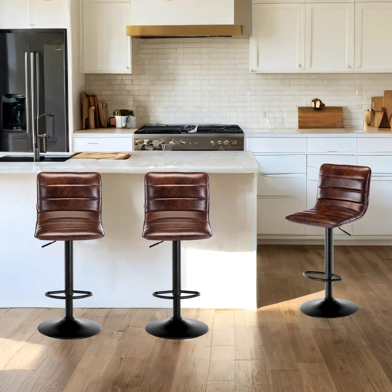 Kastoori Adjustable Height Swivel Bar Stool, Dark Brown, 3