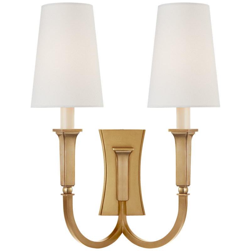 Thomas O'Brien Delphia Large Double Arm Sconce, Antique Brass