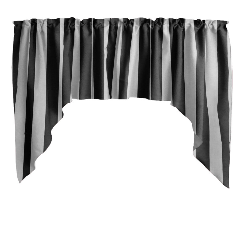 Cantonnière rayée en mélange de coton l 58 po, Noir