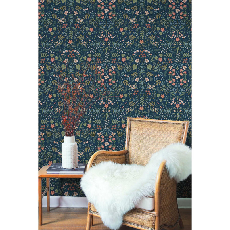 Wildwood 27' L x 27" W Wallpaper, Navy