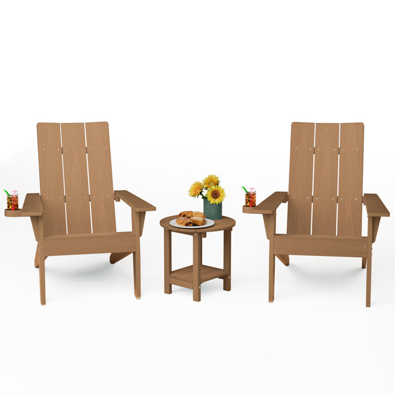 Outdoor Adirondack Chair With Table, Teak
