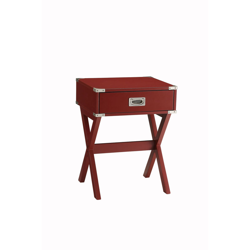 Bianco End Table with Storage, Red, 23" H x 20" W x 18" D