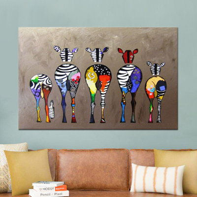 Printed Canvas: Abstract Graffiti Zebra Artwork for Modern Decor,1P WhiteFramedCanvas