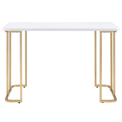Estie Writing Desk, White & Gold Finish