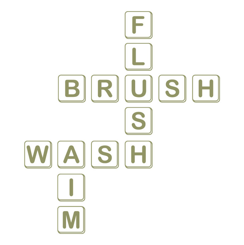 Décalcomanie murale pour salle de bain scrabble, Olive, H 24 po x l 21 po x P 0,01 po