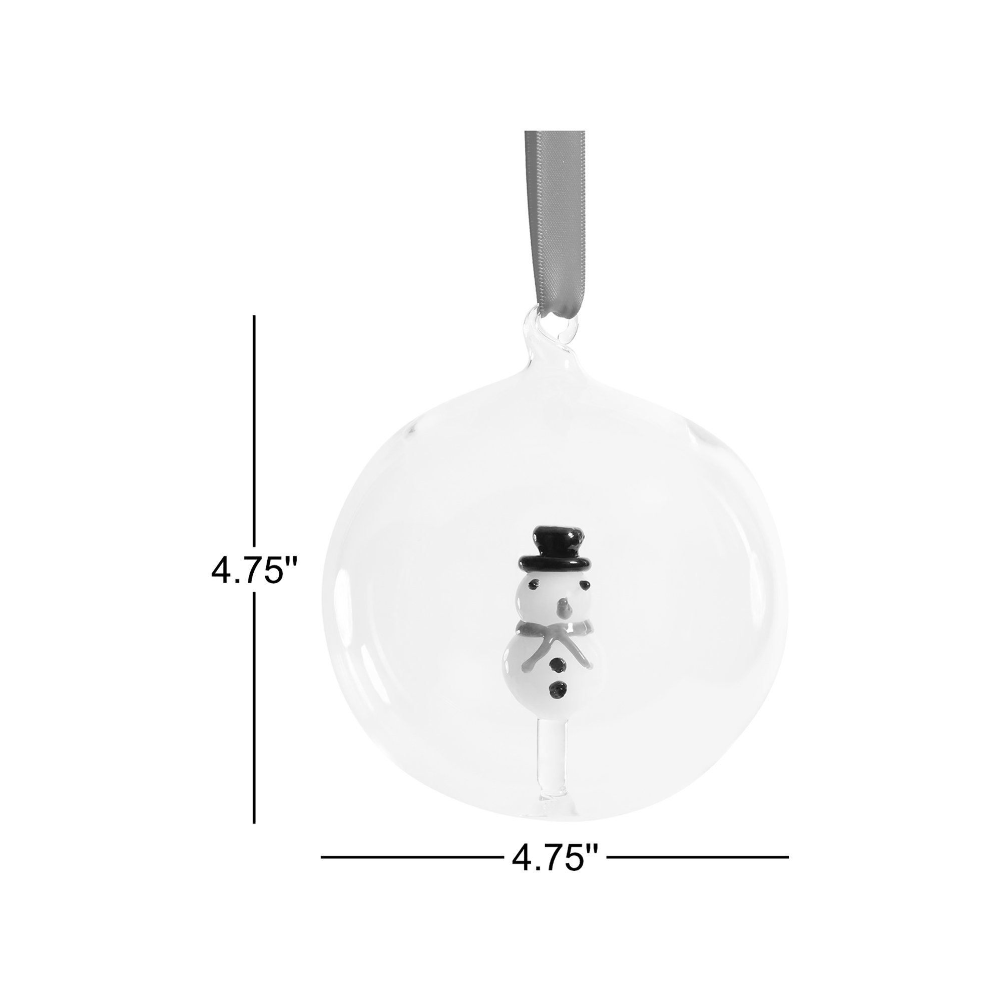 Clear Glass Ball Ornaments with Holiday Snowman Motif