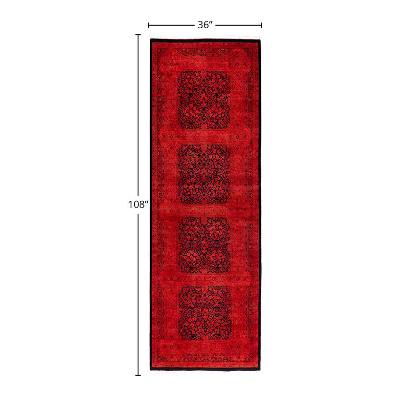 Tapis de couloir surdimensionné rouge / noir 3 pi x 9 pi One-of-a-Kind