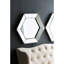 Magnifique miroir mural hexagonal de 21 po x 18 po à finition argentée, décoration intérieure pour salon, vestibule, miroir décoratif de chambre