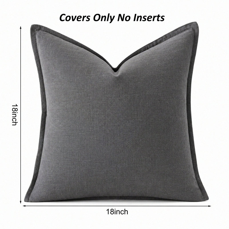 Housses de coussin décoratives en lin 18 x 18 pouces, Grey