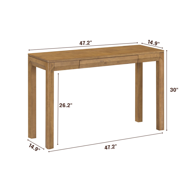  Flow Modern Wooden Rectangle Console Table with Hidden Drawer – Waterproof & Heat Resistant, Teak Look