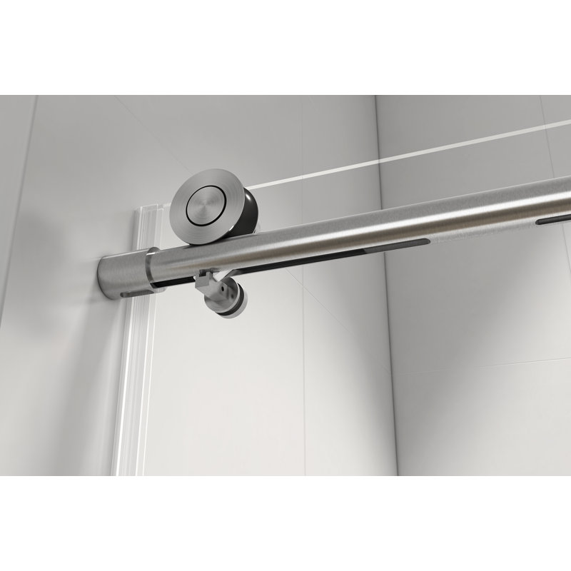 Porte de douche coulissante simple sans cadre l 57 à 60 po x H 76 po, Nickel