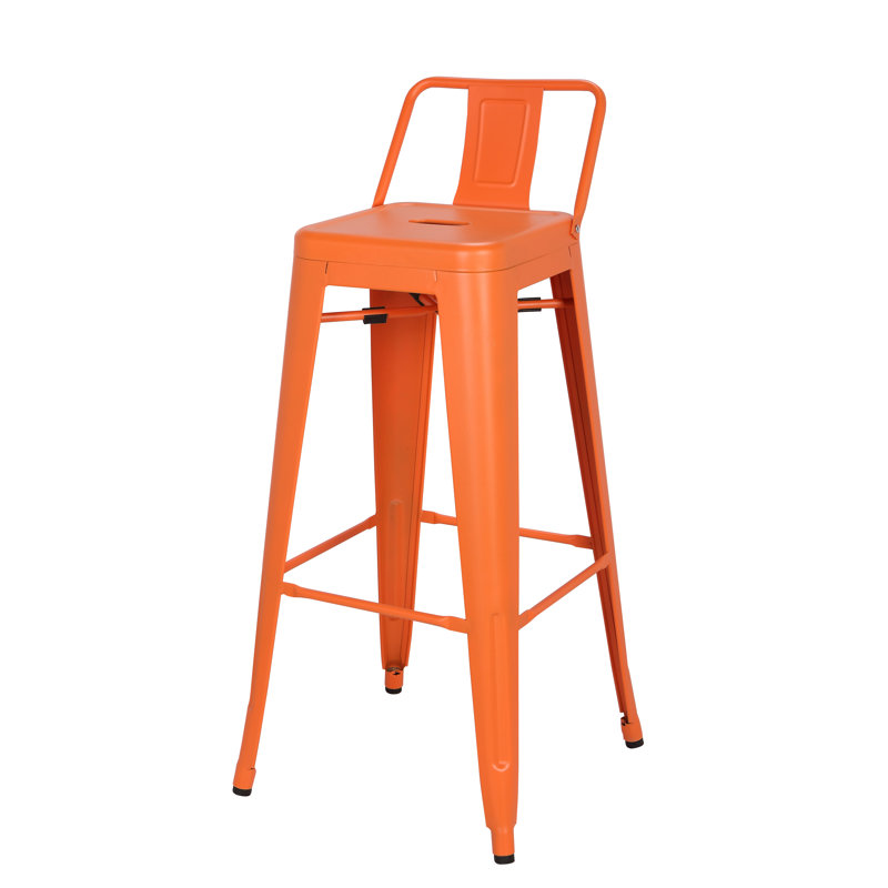 Steel Counter Stool with Steel Frame, Frosted Orange