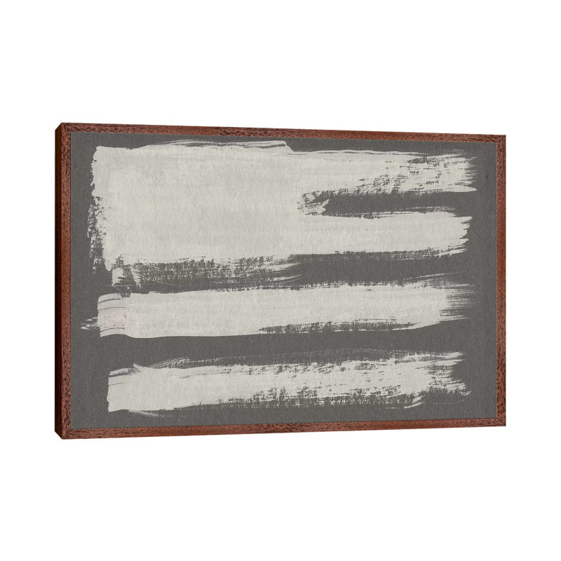Abstract Brush VIII - Painting on Canvas, 45.72cm H x 66.04cm W x 3.81cm D, Classic Brown Wood Framed
