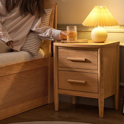 Table de chevet 2 tiroirs en bois massif Burlywood