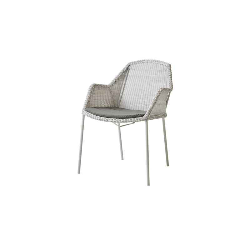 Breeze Stacking Patio Dining Armchair with Cushion, Black, Taupe